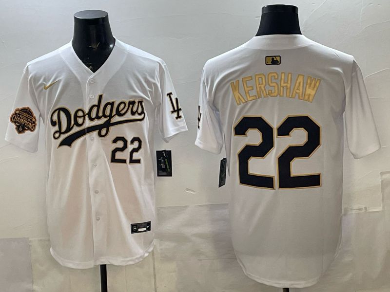 Men Los Angeles Dodgers #22 Kershaw White Gold Game 2026 Nike MLB Jersey 003->ncaa teams->NCAA Jersey